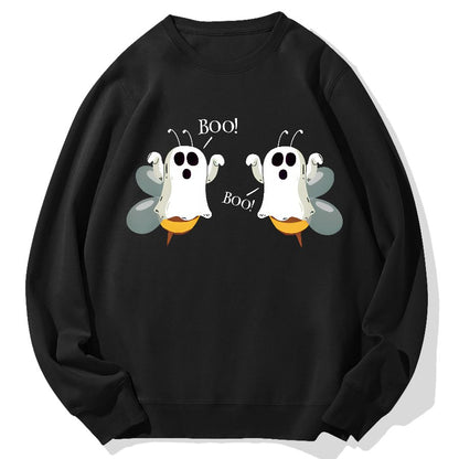 Ghost Bees Saying Boo Funny Halloween Geek Cotton Sweatshirt