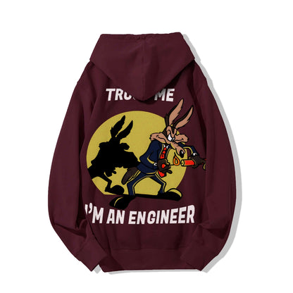 Trust Me I'm An Engineer Printed Back Cotton Hoodie