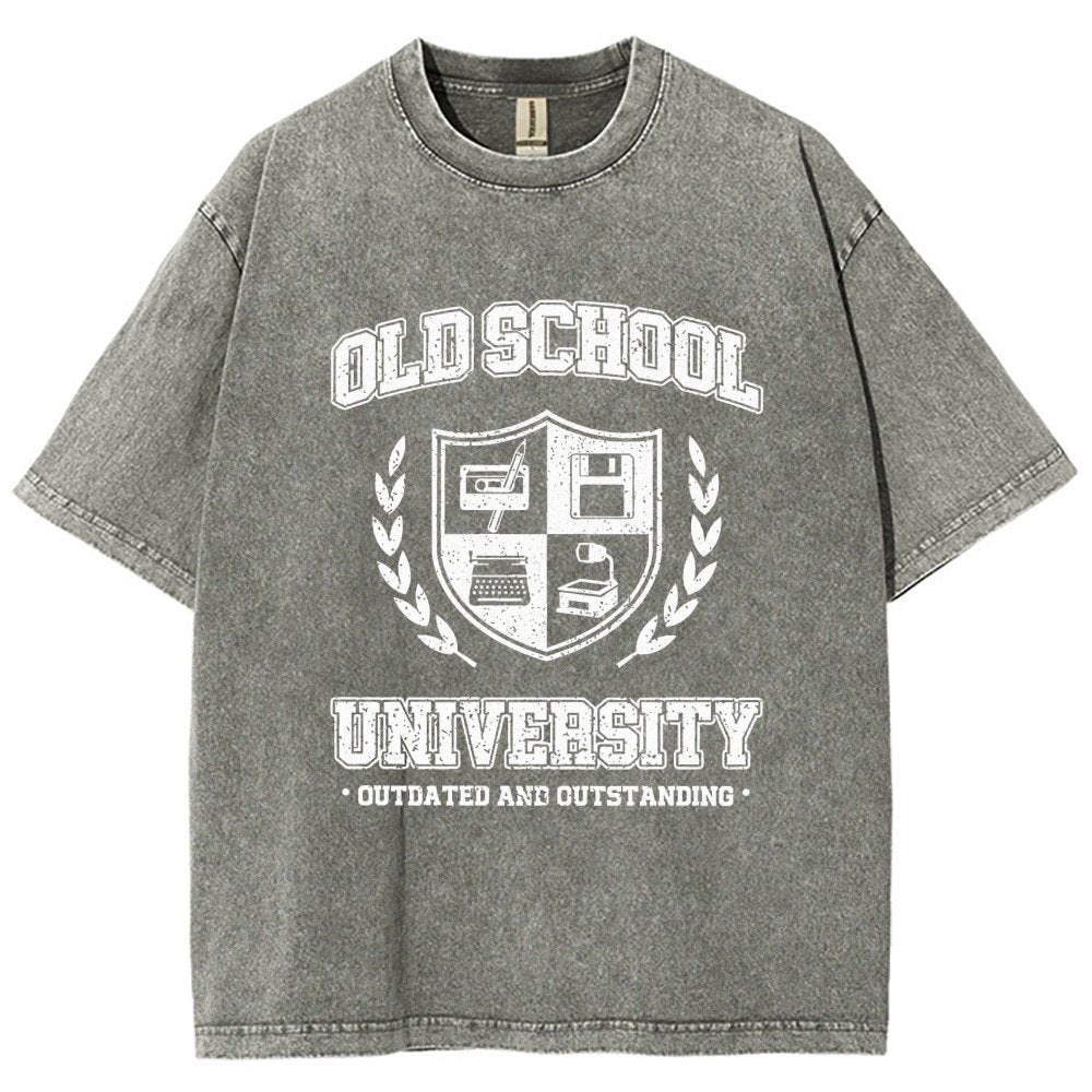 Old School University Vintage Distressed T-shirt