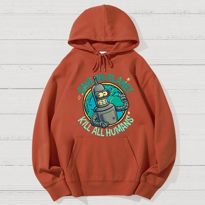 Save The Planet Kill All Humans Geek Cotton Hoodie