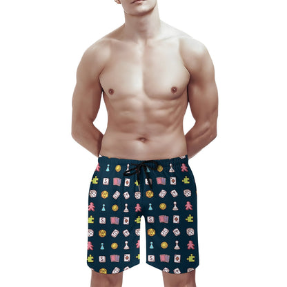 Board Game Beige Blue Geek Shorts