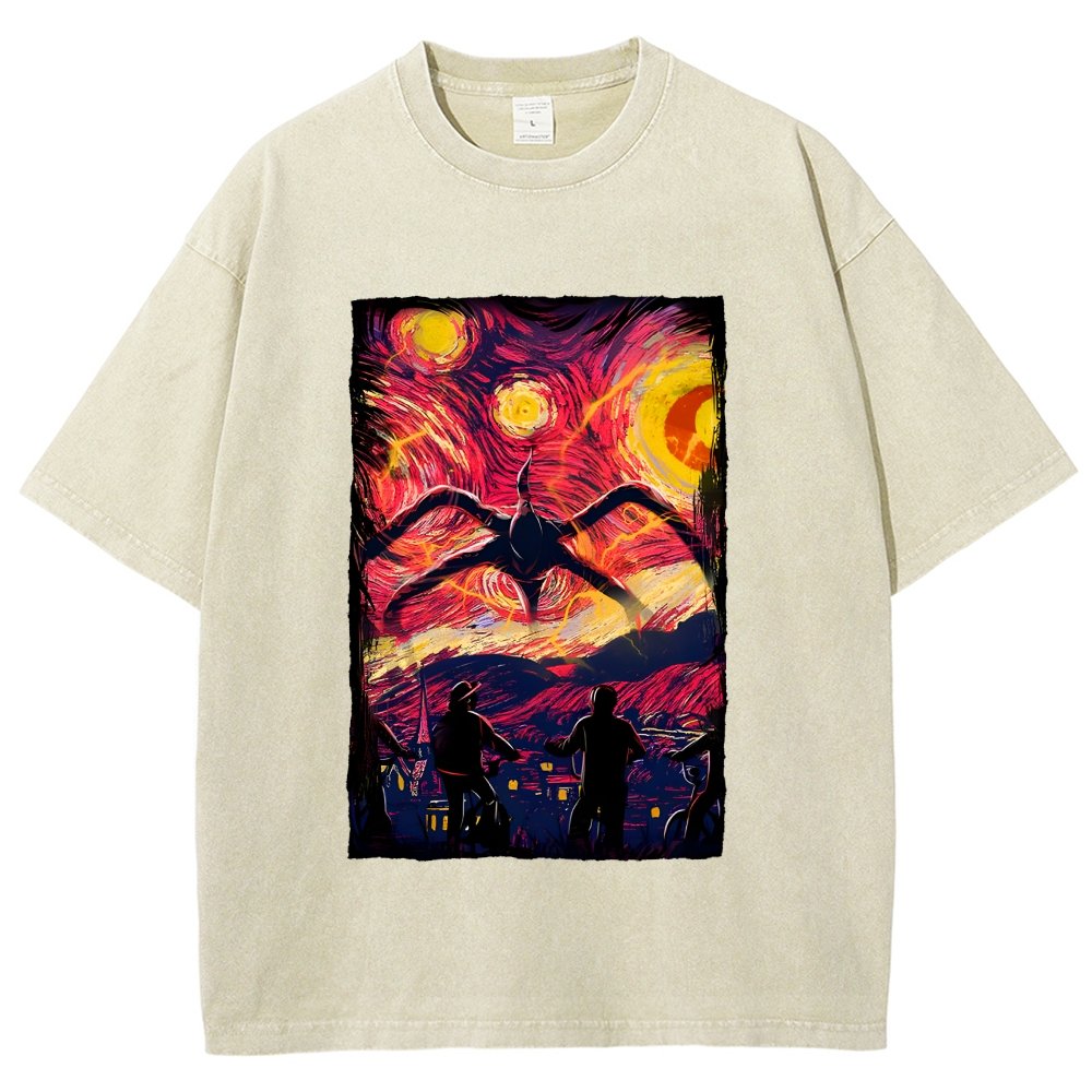 Monster In Starry Night Vintage Distressed T-shirt