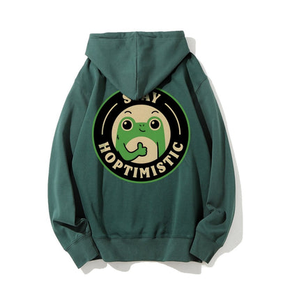 Stay Hoptimistic Printed Back Unisex Cotton Hoodie