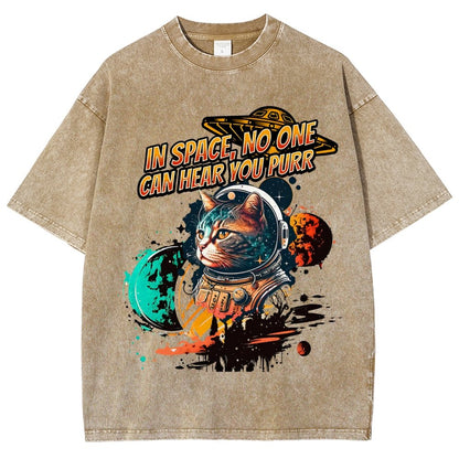 In Space No One Can Hear You Purr Vintage Distressed T-shirt