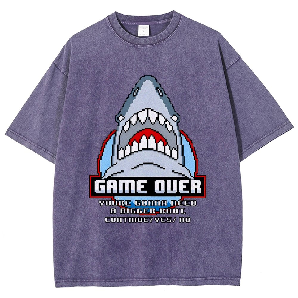 Game Over Shark Vintage Distressed T-shirt
