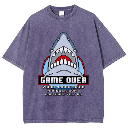 Game Over Shark Vintage Distressed T-shirt