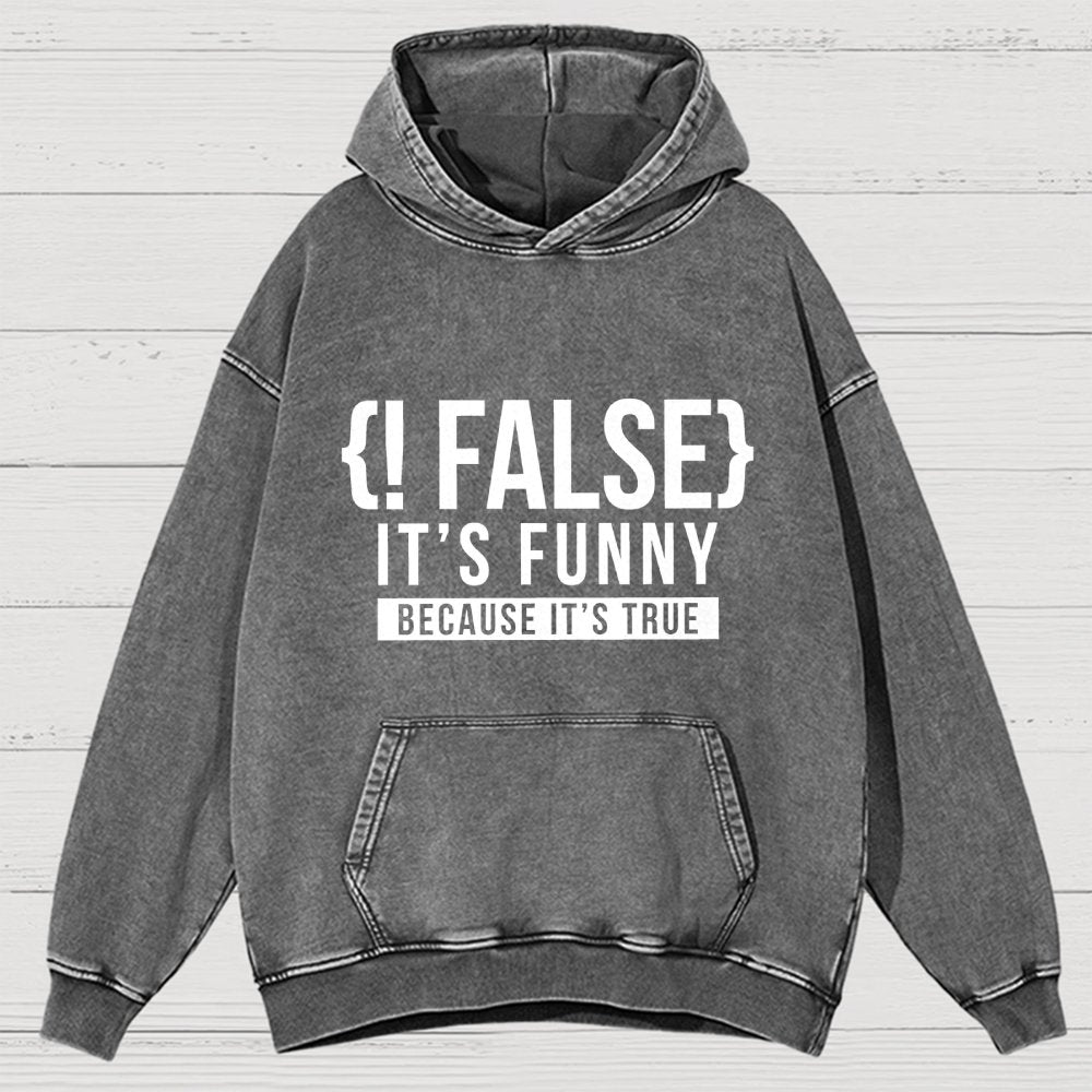 !False Programmer Coding Code Coder Vintage Distressed Hoodie