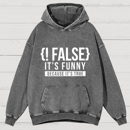 !False Programmer Coding Code Coder Vintage Distressed Hoodie