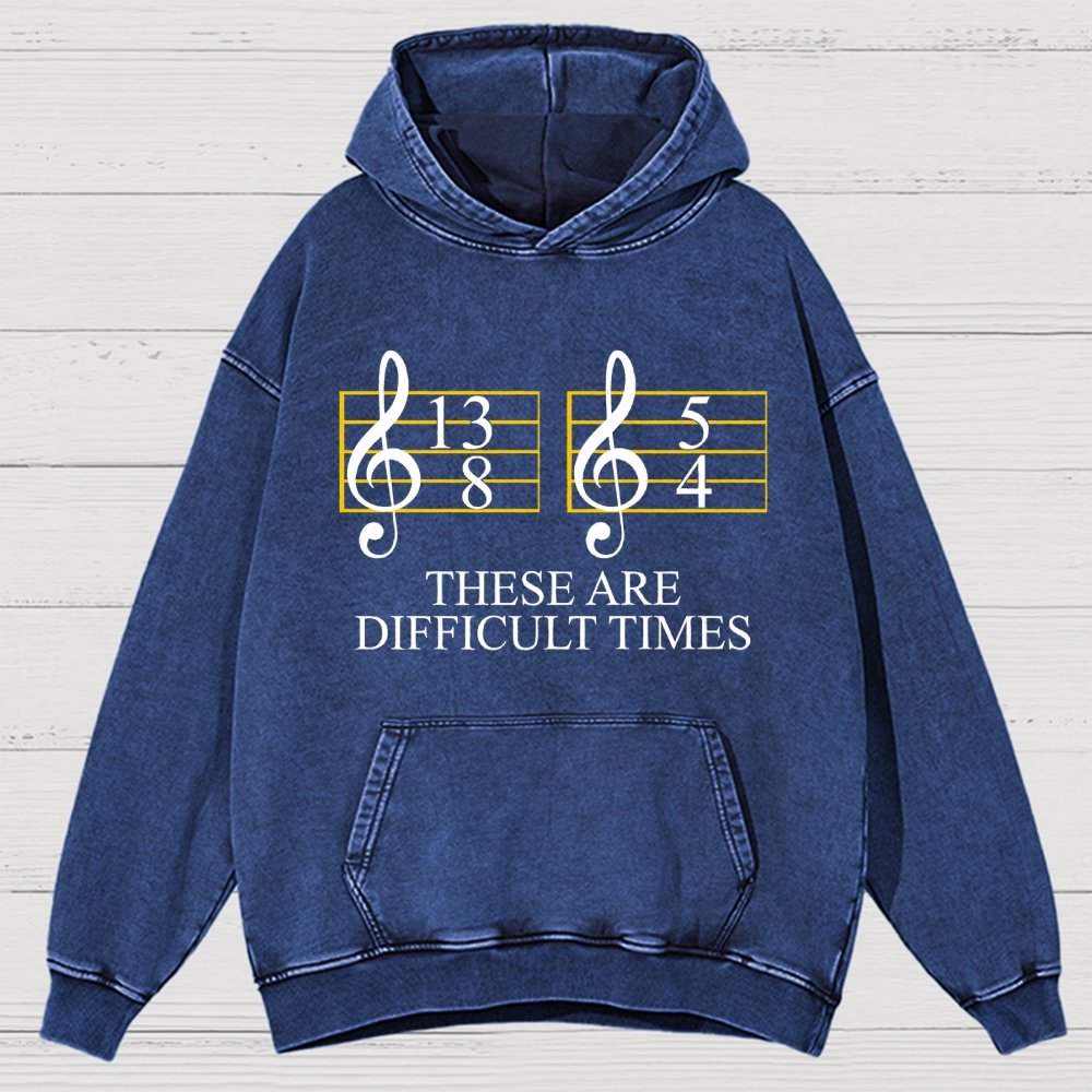 Music Difficult Times Vintage Distressed Hoodie