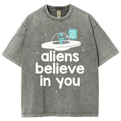 Mystery Creatures Believe In You Vintage Distressed T-shirt