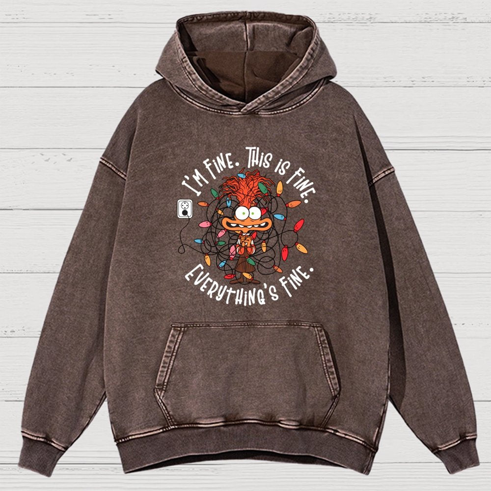 I'm Fine This Is Fine Everything Is Fine Christmas Light  Vintage Distressed Hoodie