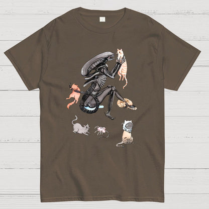 Funny Alien And Cat Geek T-Shirt