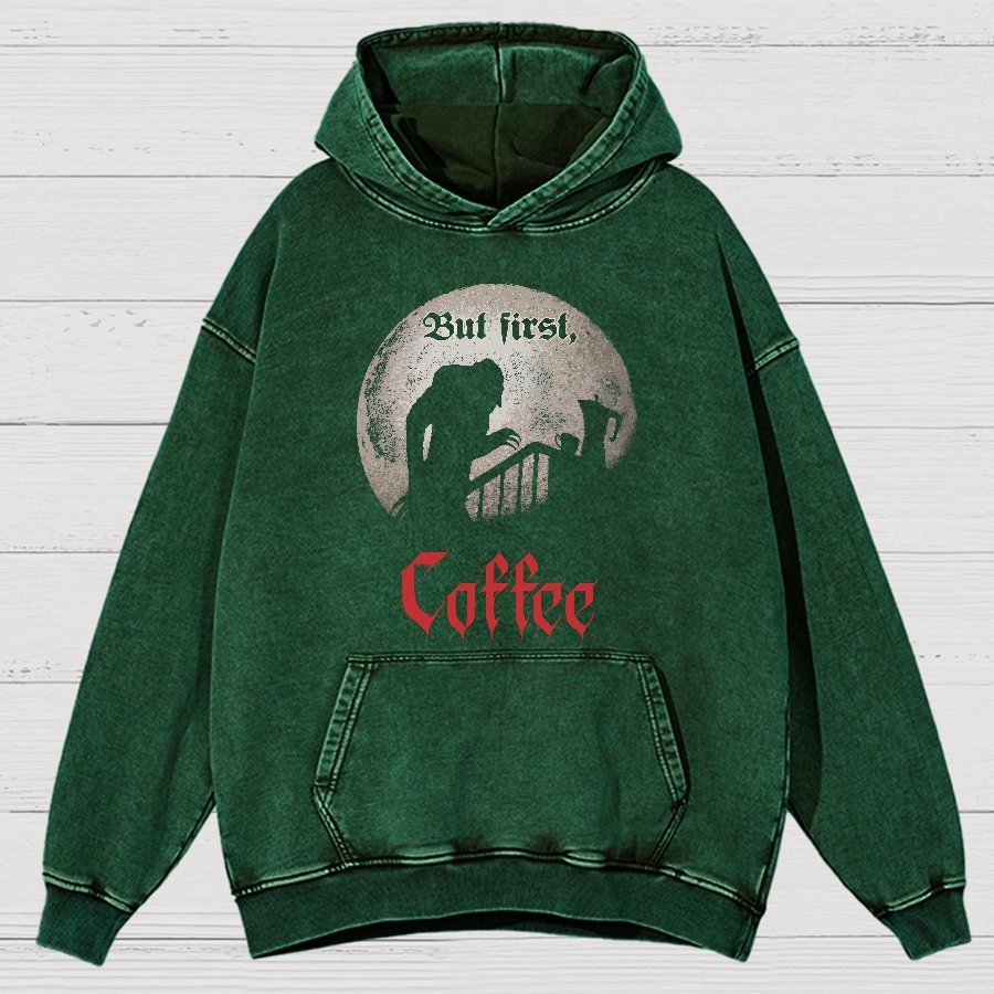 But First, Coffee Vintage Distressed Hoodie