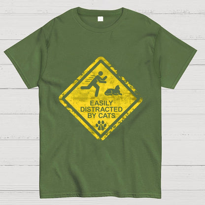 Cat Distraction Warning Geek T-Shirt