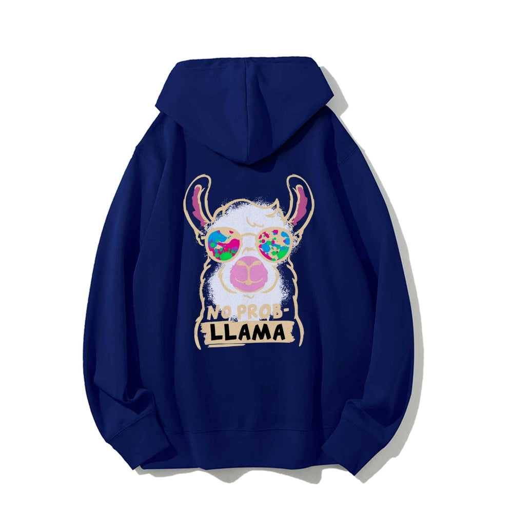 No probllama Printed Back Unisex Cotton Hoodie