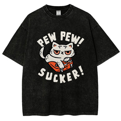 Pew Pew Sucker Vintage Distressed T-shirt
