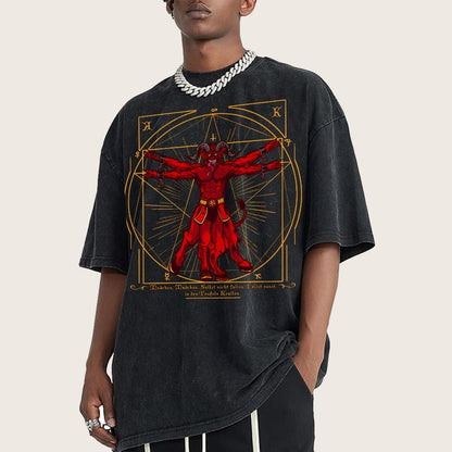 Vitruvian Krampus Vintage Distressed T-shirt