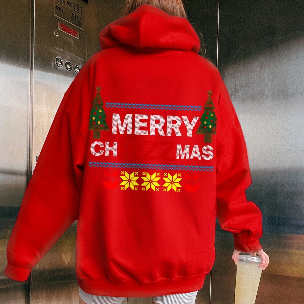 MERRY CHRIZZMAS Printed Back Unisex Cotton Hoodie