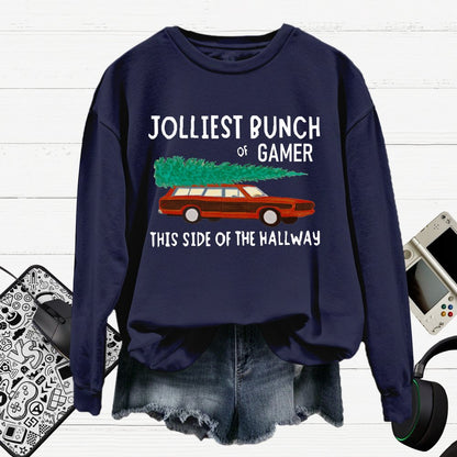 Jolliest Bunch Of Gamer Christmas Cotton Pullover Sweatshirt