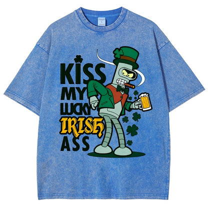 Kiss my Lucky Irish-St. Patrick's Day Vintage Distressed T-shirt
