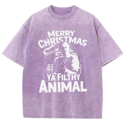 Merry Christmas Ya Filthy Animal Vintage Distressed T-shirt