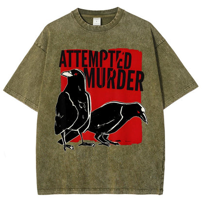 Attempted Murder Crow Vintage Distressed T-shirt