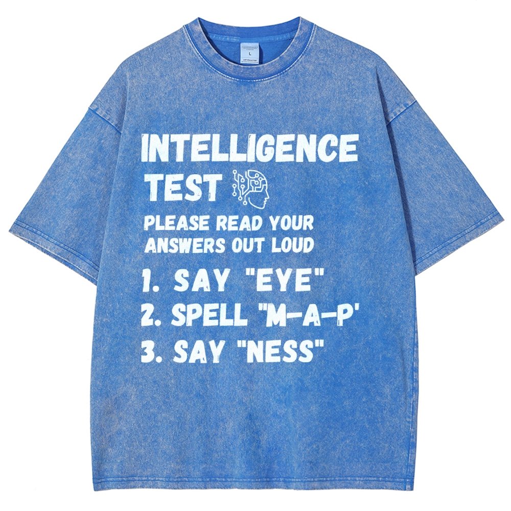 Intelligence Test Say Eye M A P Ness Vintage Distressed T-shirt