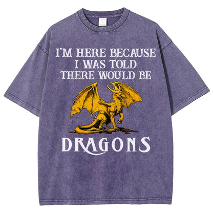 I'm Here Because I Was Told There Would Be Dragons Vintage Distressed T-shirt