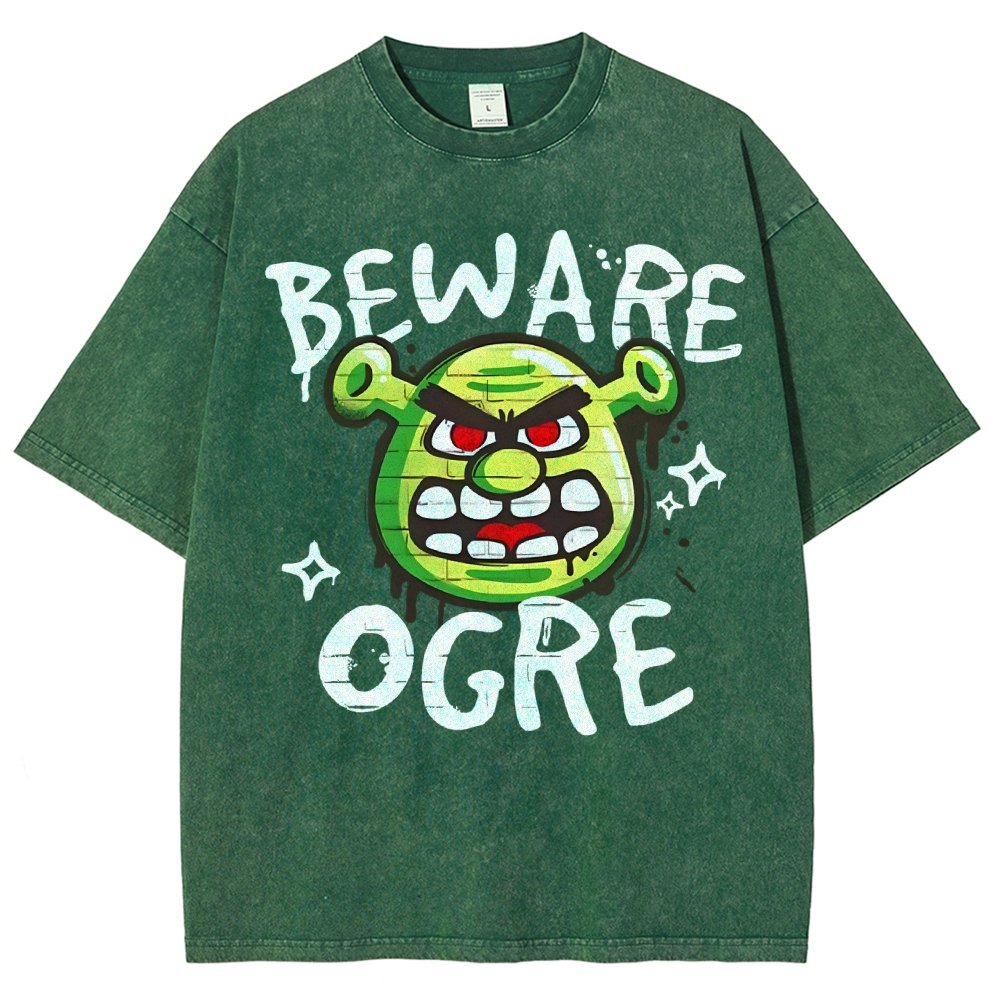 Beware Ogre Graffiti Vintage Distressed T-shirt