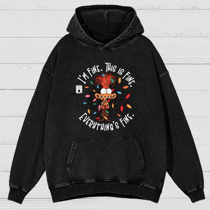 I'm Fine This Is Fine Everything Is Fine Christmas Light  Vintage Distressed Hoodie
