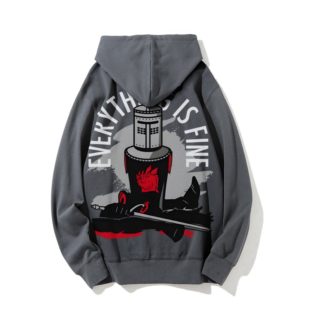 Everything Is Fine Printed Back Cotton Hoodie