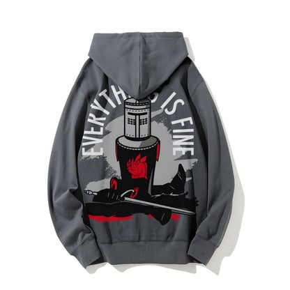Everything Is Fine Printed Back Cotton Hoodie