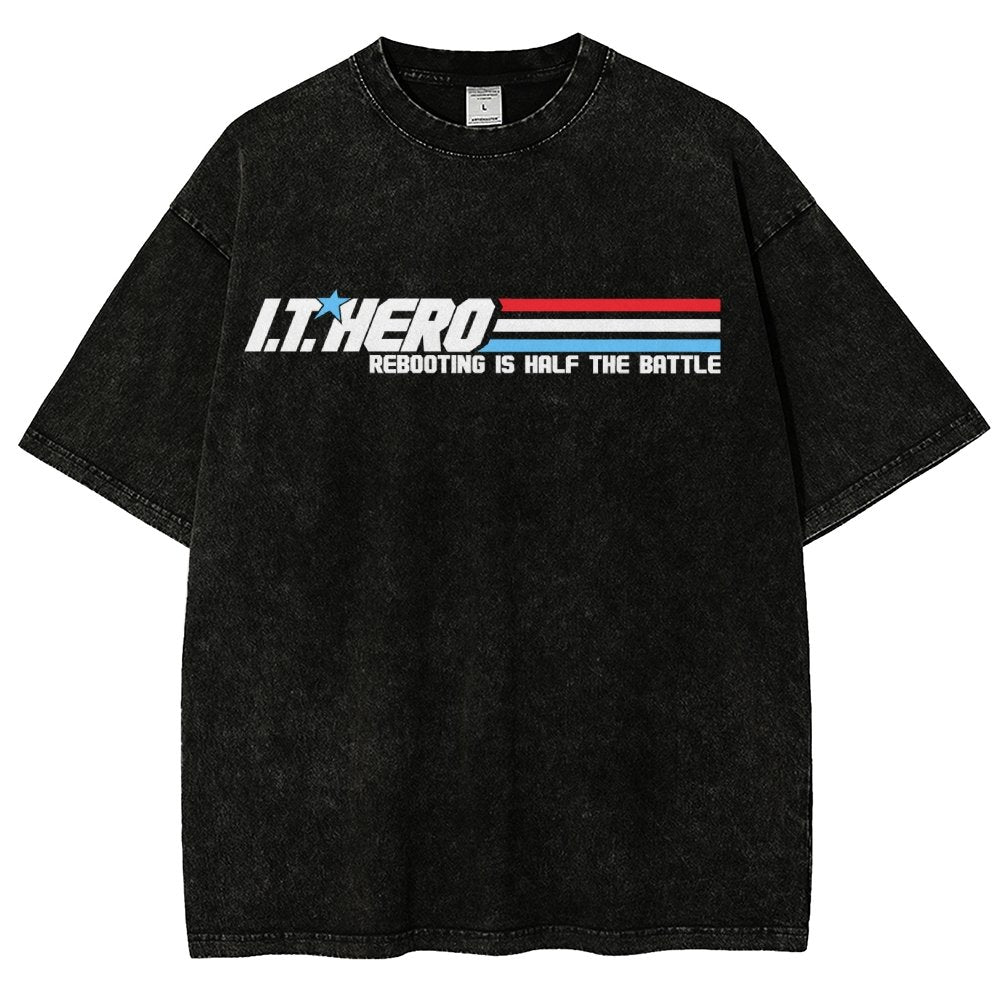 I.T. Hero Rebooting is Half the Battle Vintage Distressed T-shirt