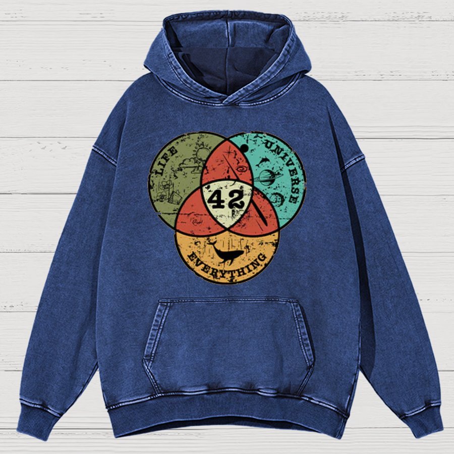 Life, the Universe & Everything Nerdy Graphic Cotton Vintage Distressed Hoodie