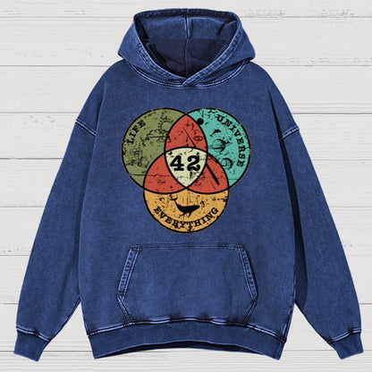 Life, the Universe & Everything Nerdy Graphic Cotton Vintage Distressed Hoodie