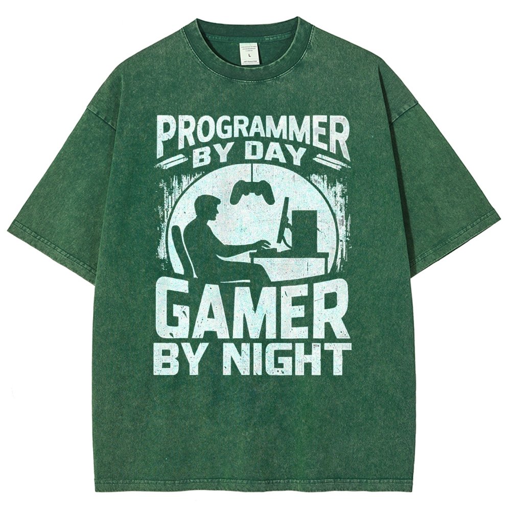 Programmer By Day Gamer By Night Computer Programming Vintage Distressed T-shirt