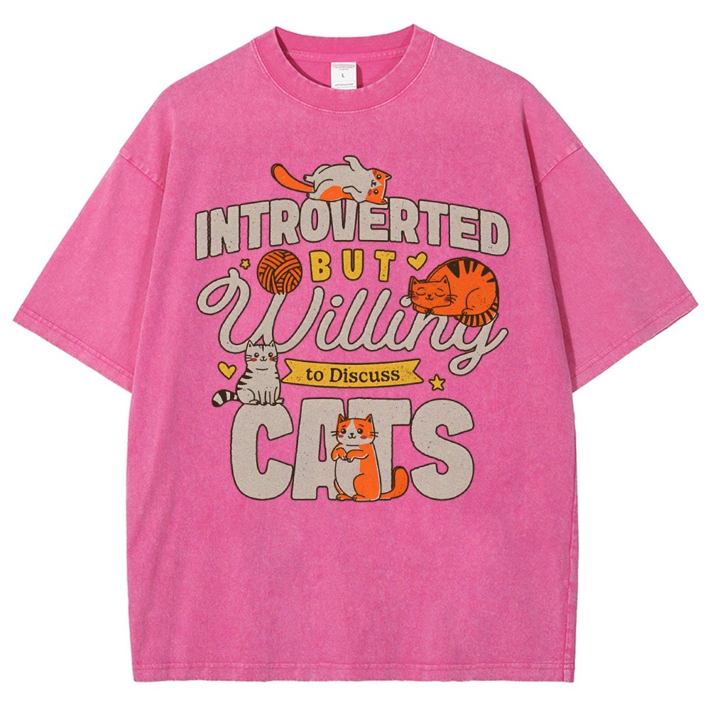 Willing to Discuss Cats Vintage Distressed T-shirt