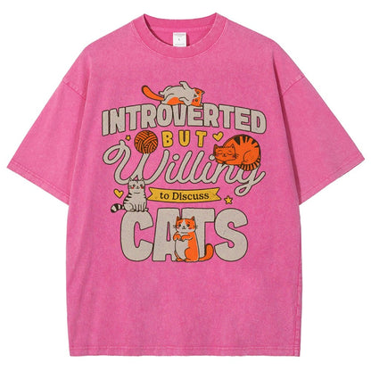 Willing to Discuss Cats Vintage Distressed T-shirt