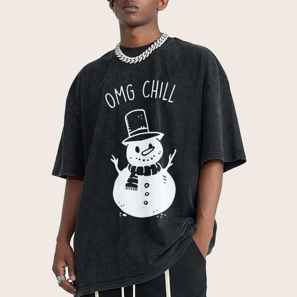 OMG Chill Christmas Vintage Distressed T-shirt