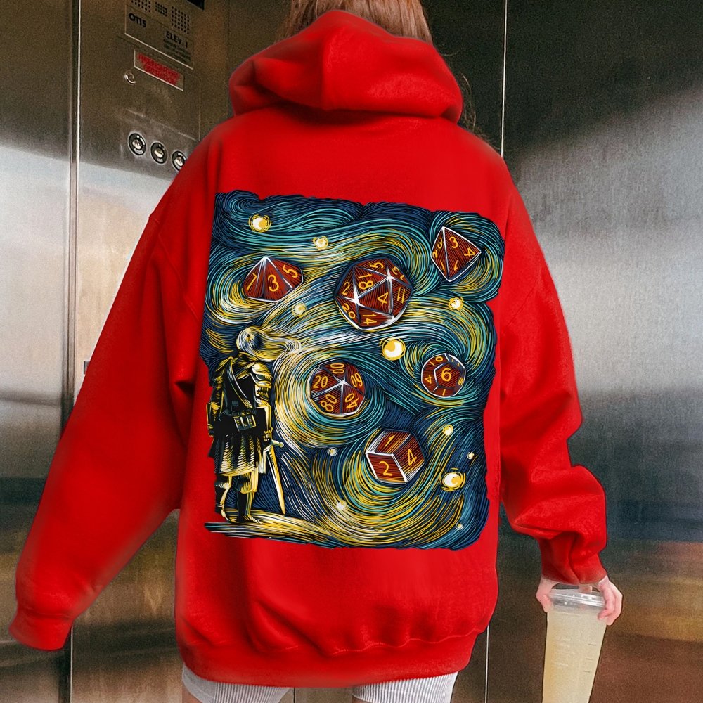 Starry Dice Printed Back Cotton Hoodie