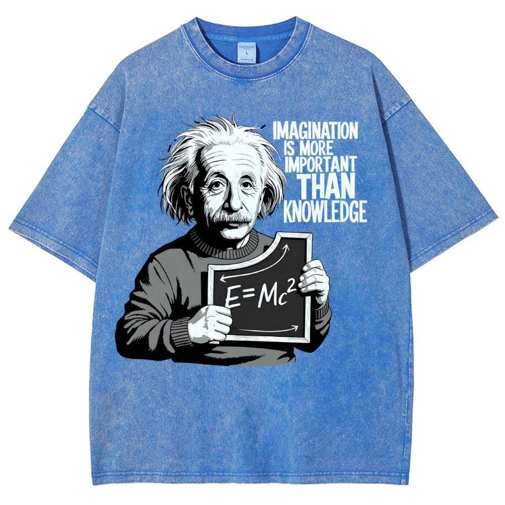 Imagination is more important than knowledge Vintage Distressed T-shirt