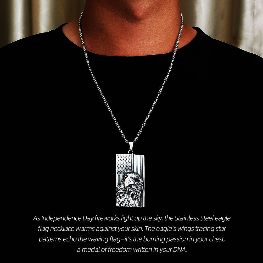 Stainless Steel Eagle Flag Necklace | Remember the Glorious Moments
