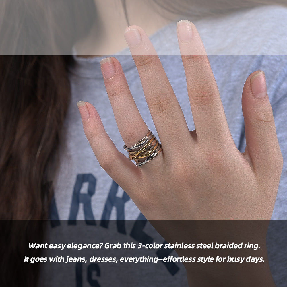 Stainless Steel Braided Wide Ring