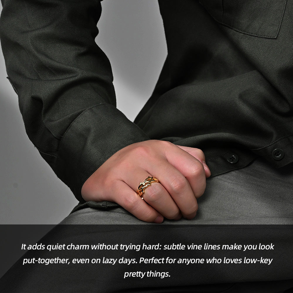 Stainless Steel Vine-Woven Openwork Ring