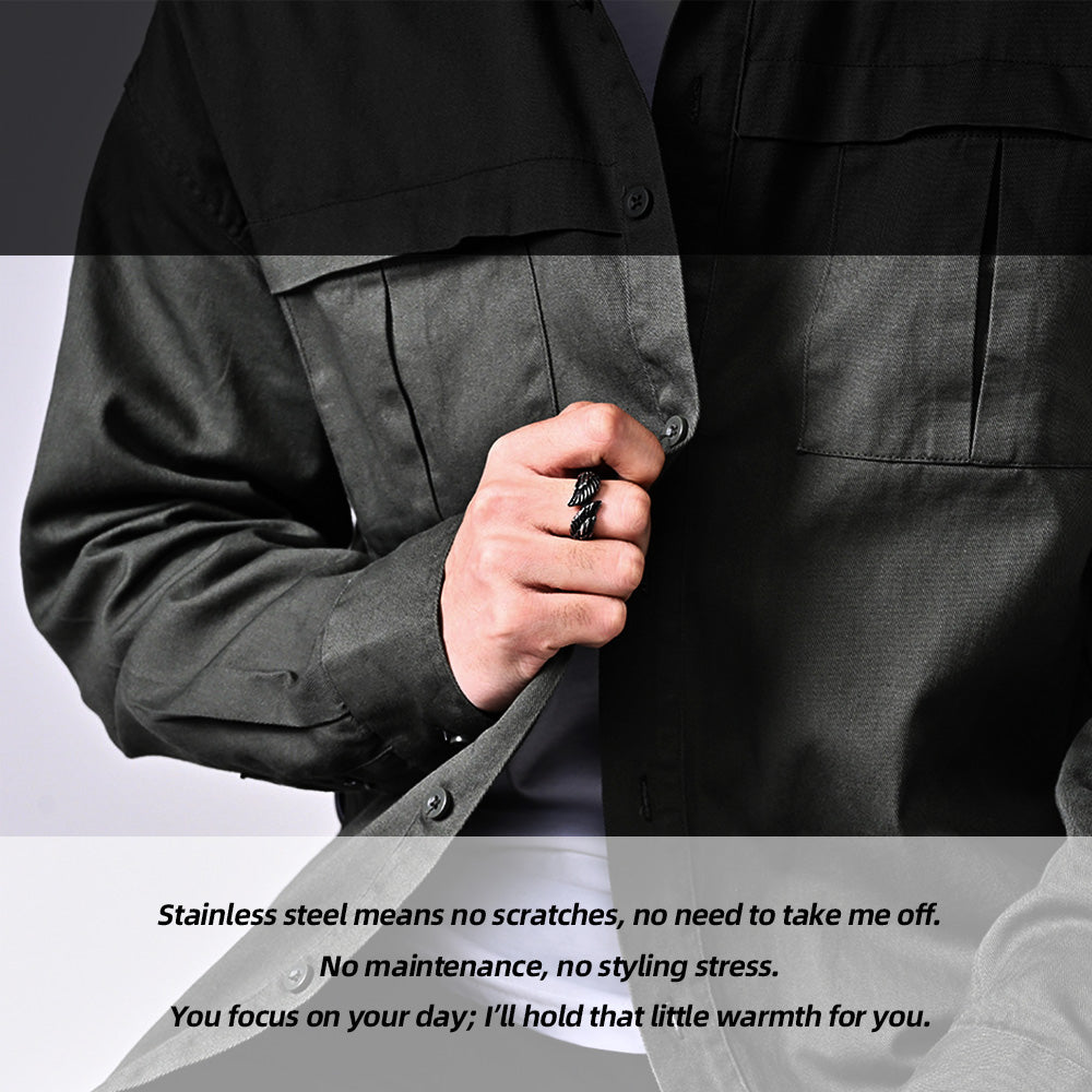 Angel Wings Stainless Steel Ring