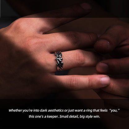 Stainless Steel Bat-Shaped Ring