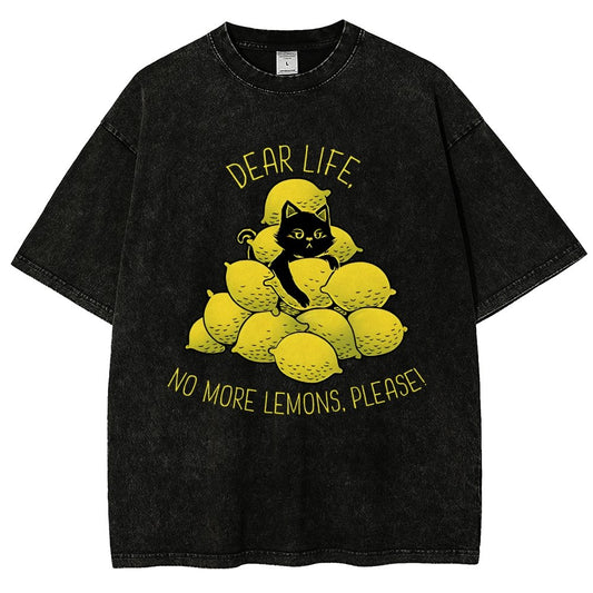 If Life Give You Lemons Black Cat Vintage Distressed T-shirt