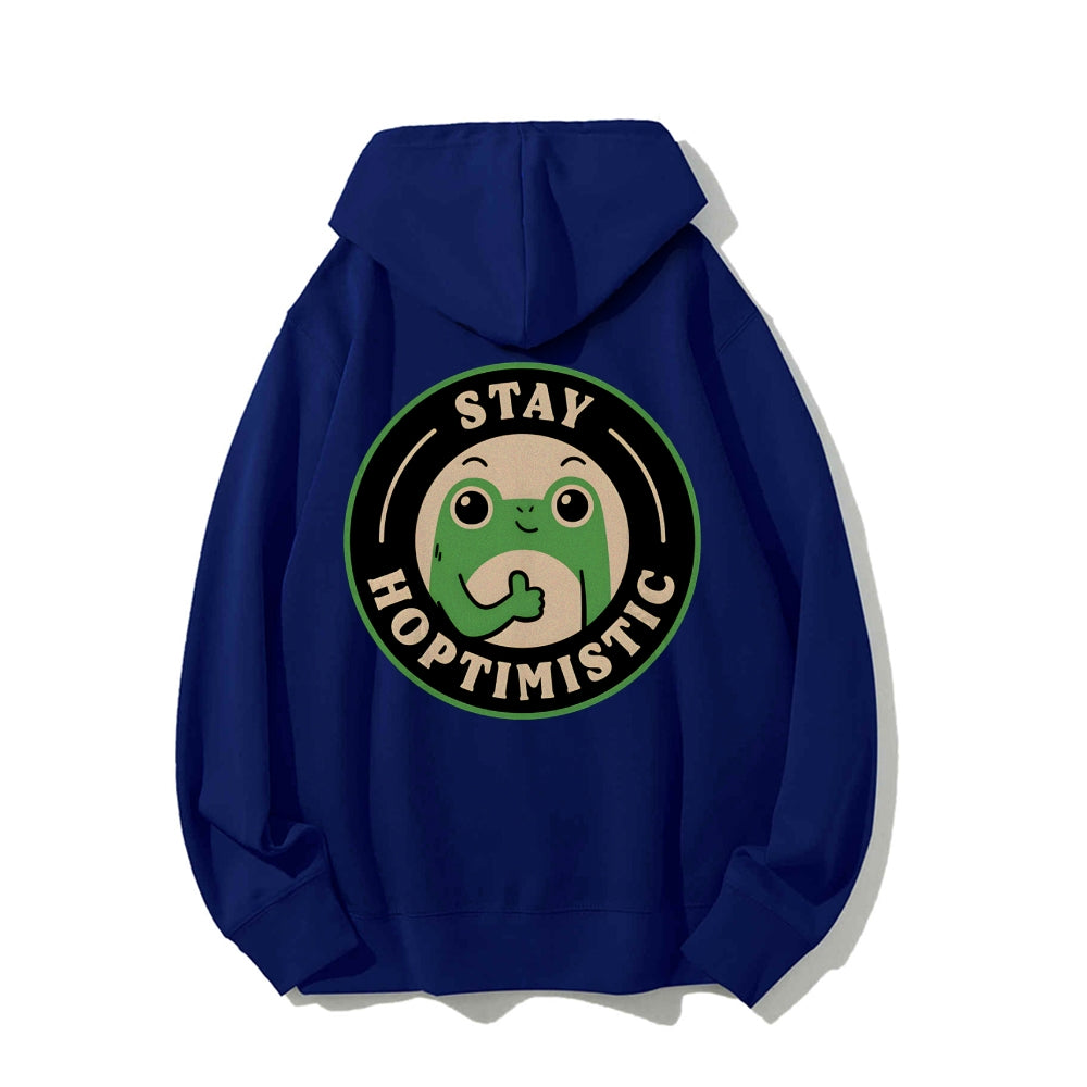 Stay Hoptimistic Printed Back Unisex Cotton Hoodie