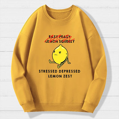 Stressed Depressed Lemon Zest Geek Cotton Sweatshirt