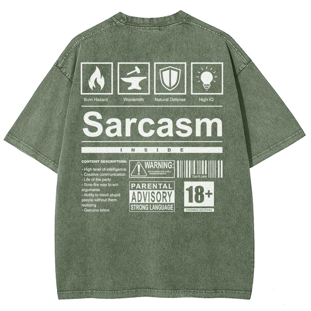 Sarcasm Label Washed T-Shirt